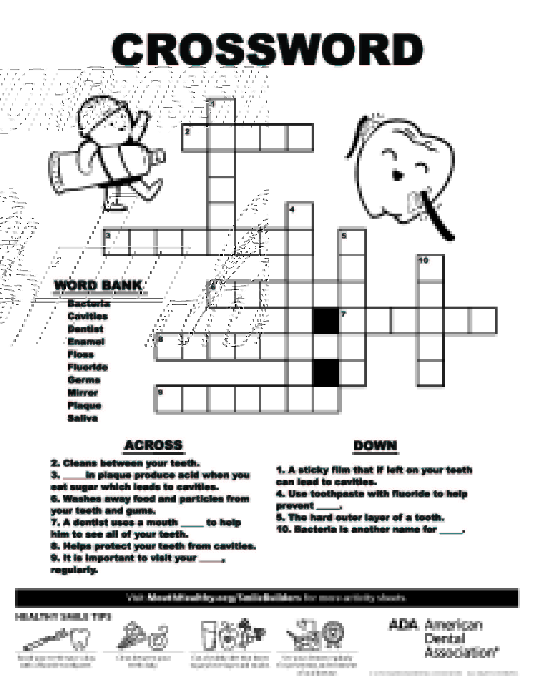 Crossword for kids. Crossword. Health crossword. Word crossword. Health crossword for Kids.